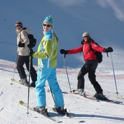 Ski together during the day